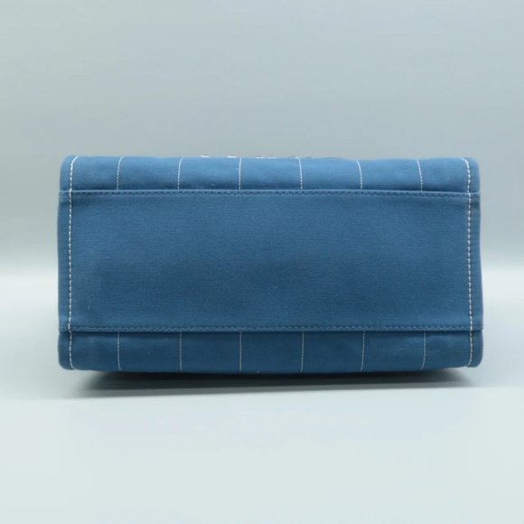 100% Authentic CHANEL Lady First Blue W/P Cloth Tote Bag - Picture 5 of 12